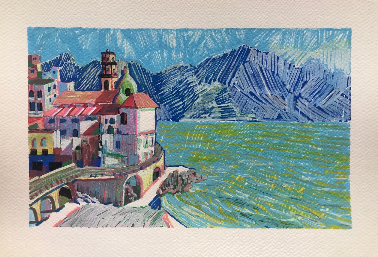 Capri, Italia, 2023 (acrílico sobre papel) de Gabriel Palma