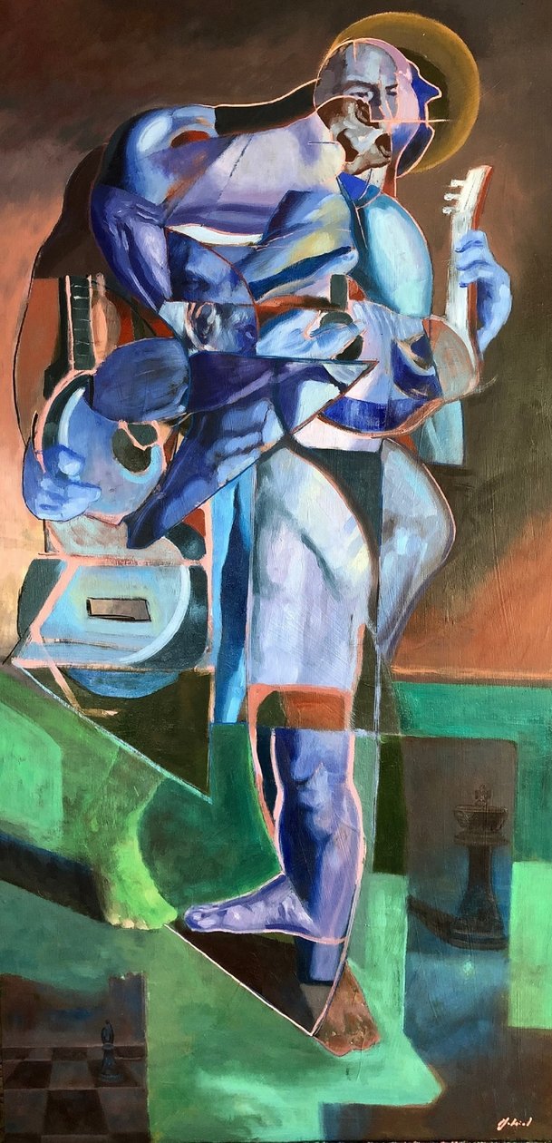 El guitarrista, 2021 (óleo sobre tabla) de Gabriel Palma