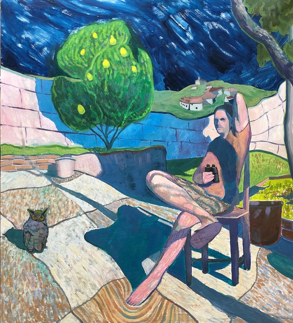 The Owl Watcher, 2020 (óleo sobre panel) de Gabriel Palma