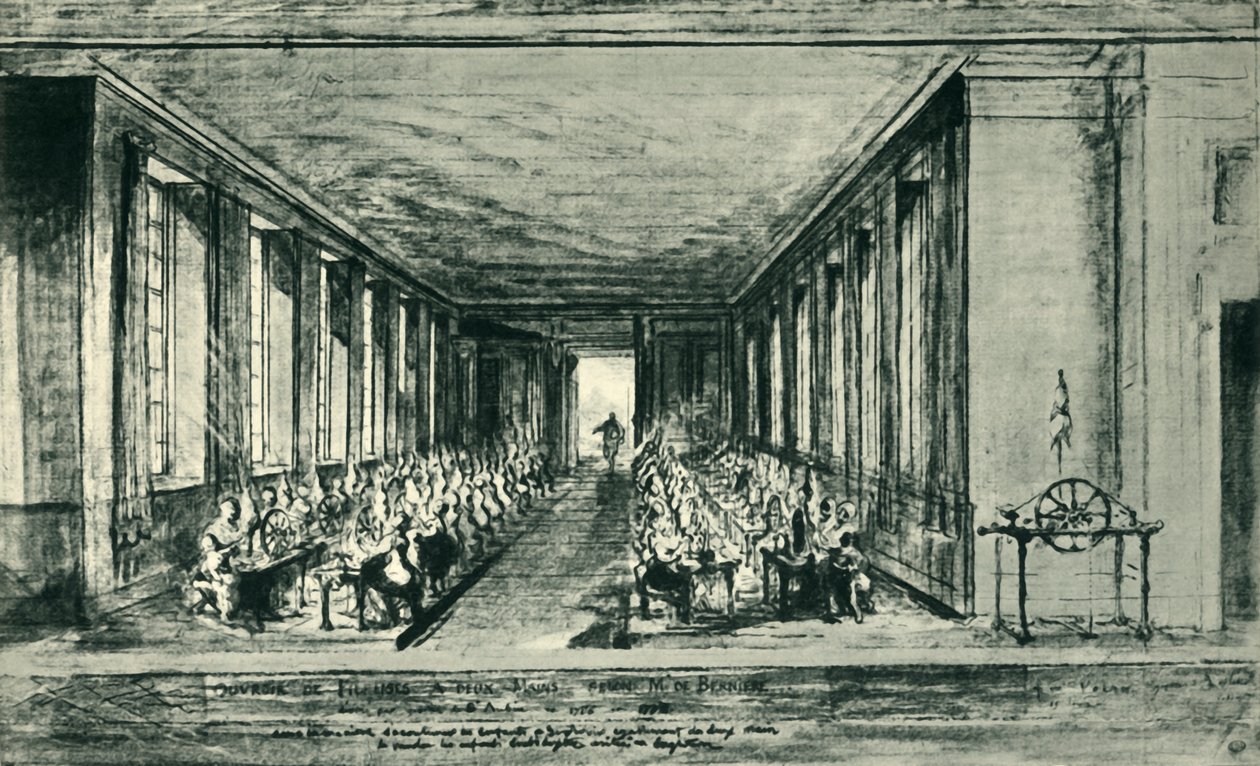 Sala de hilado, c. 1776, 1943 de Gabriel de Saint Aubin