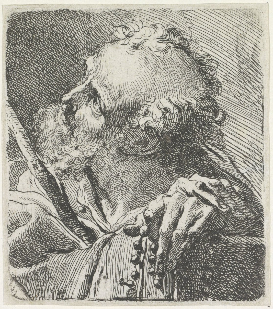 Cabeza de un santo con rosario de Gaetano Gandolfi