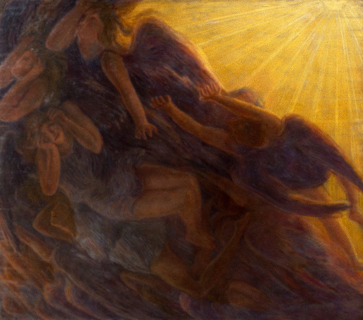 Caída de los ángeles, tríptico de Gaetano Previati