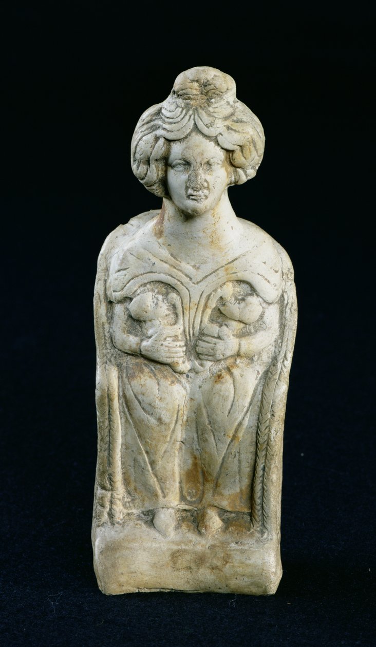 Estatuilla de una diosa madre amamantando a dos niños de Gallo Roman