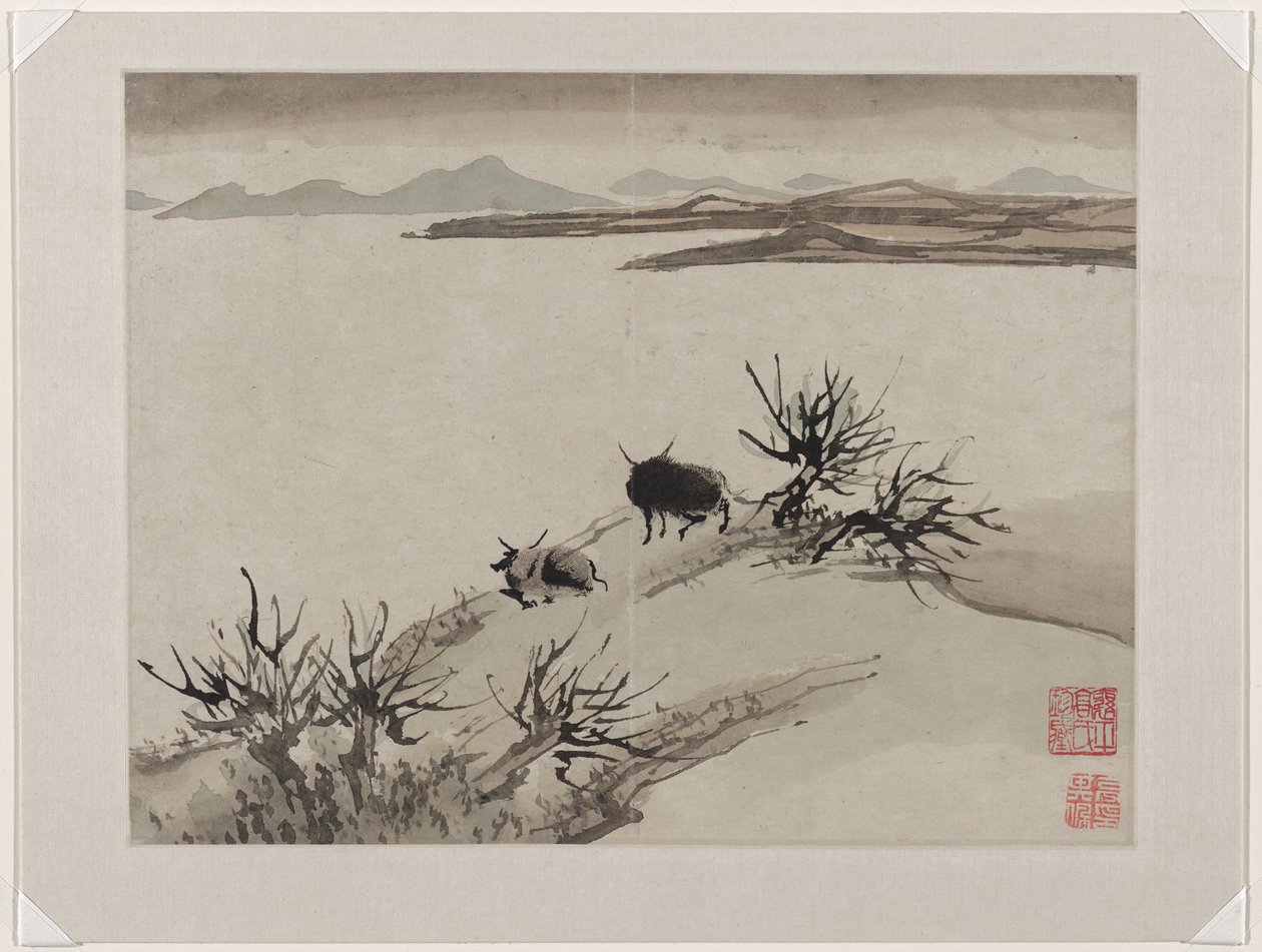 Pintura con los dedos, de un álbum de diez de Gao Qipei