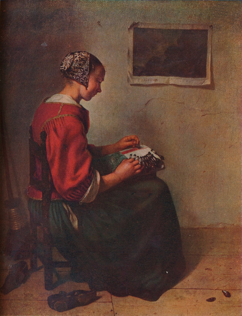 La Encajera, 1662 de Gaspar Netscher