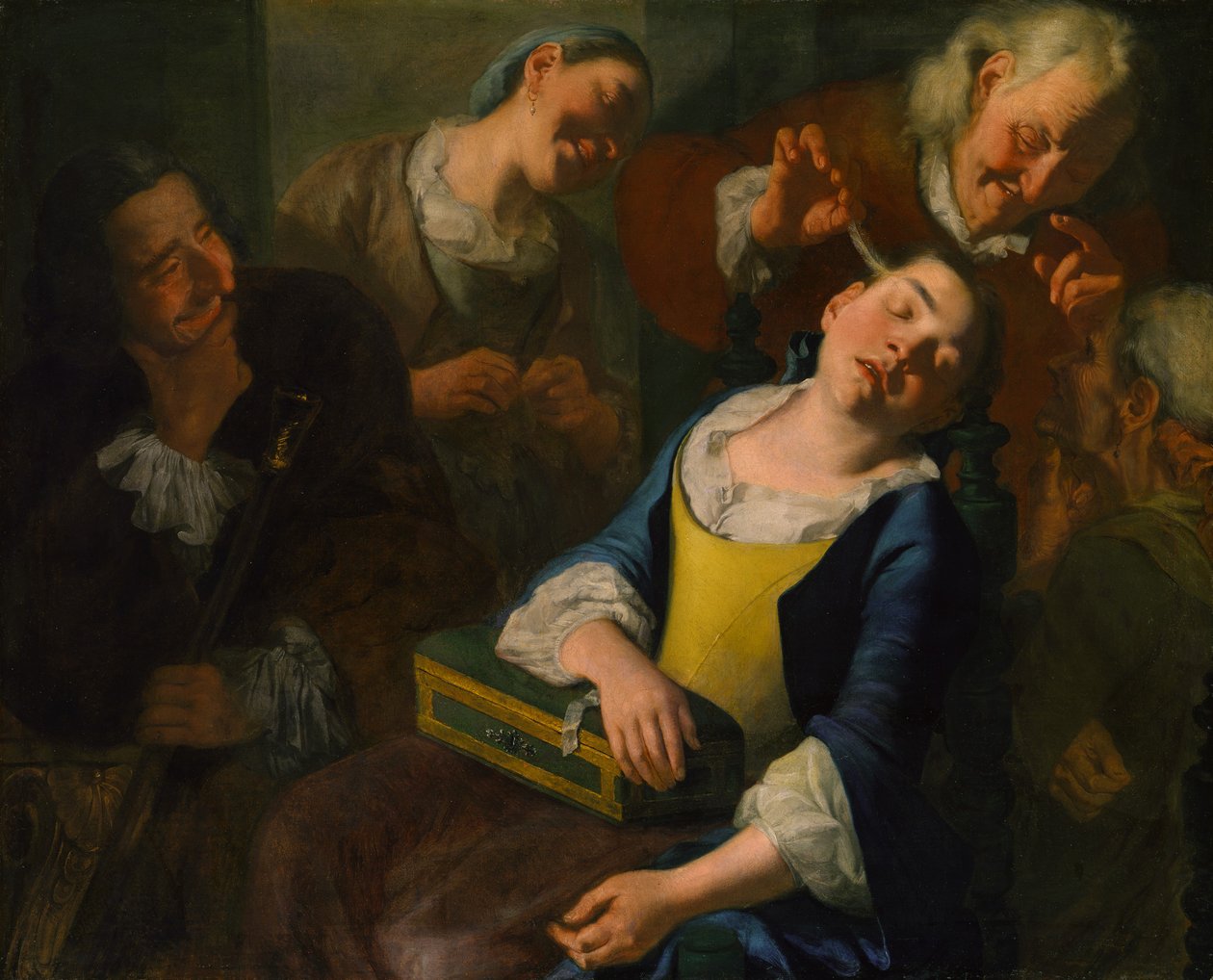 Bromeando con una niña dormida, ca. 1760 de Gaspare Traversi