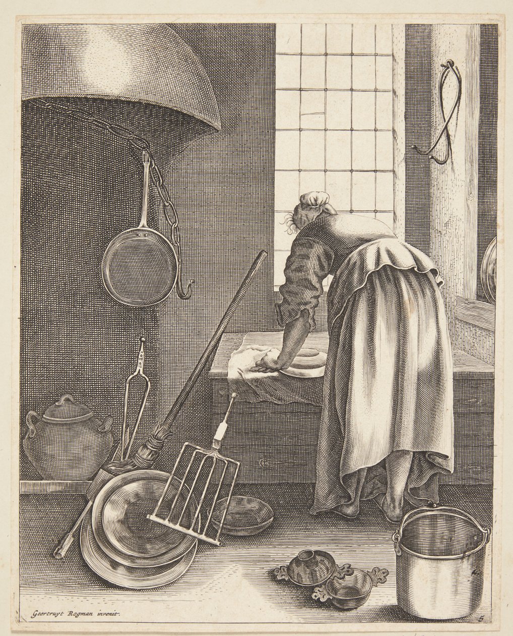 Una mujer limpiando de Geertruyt Roghman