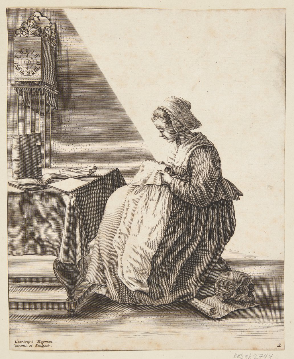 Una mujer plisando de Geertruyt Roghman