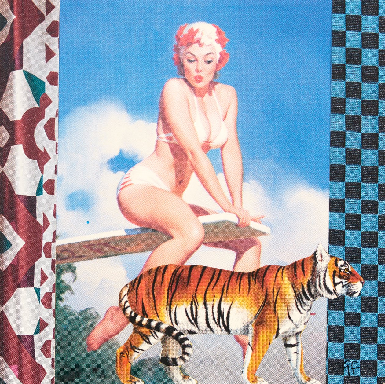 Chica nadando con tigre (collage) de Genevieve French