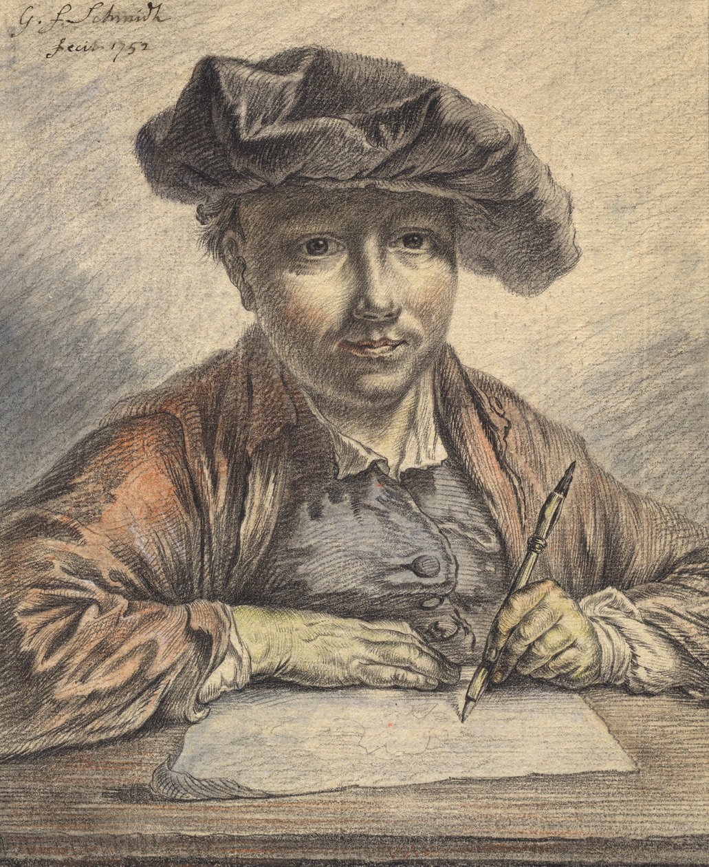 Autorretrato dibujando, 1752 de Georg Friedrich Schmidt