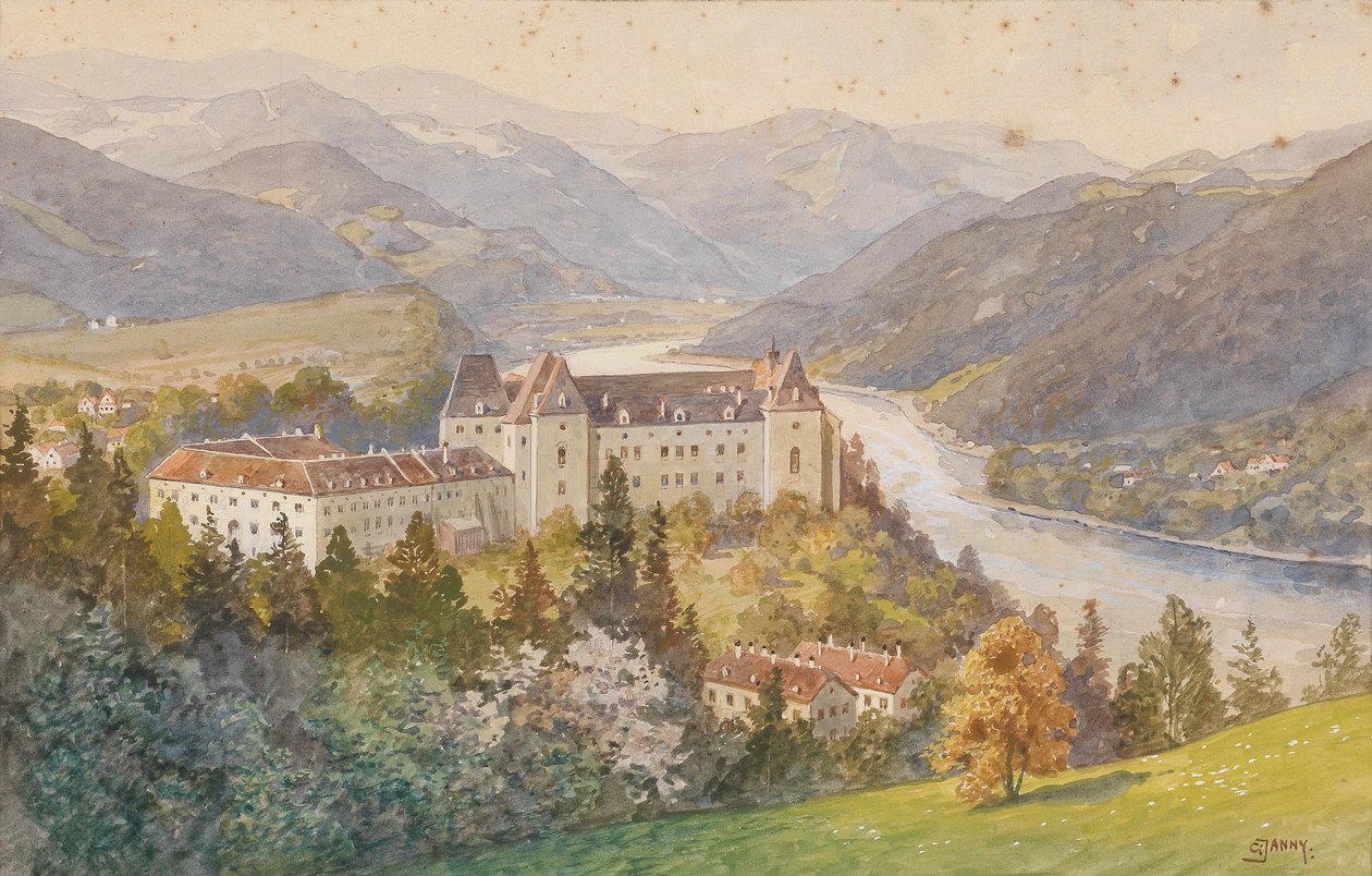 Vista sobre el castillo Grein hacia el Danubio de Georg Janny