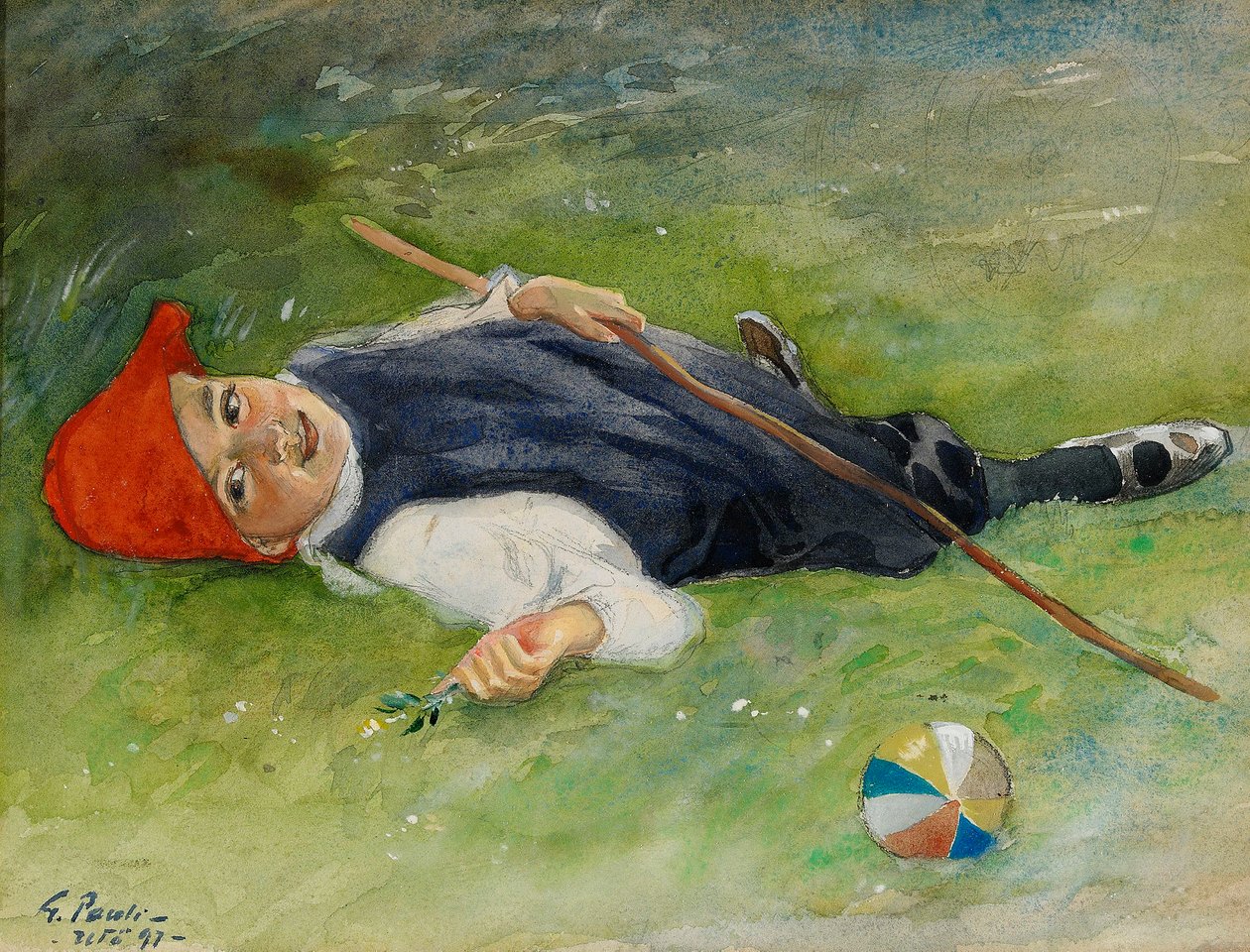 Goran en la hierba verde de Georg Vilhelm Pauli