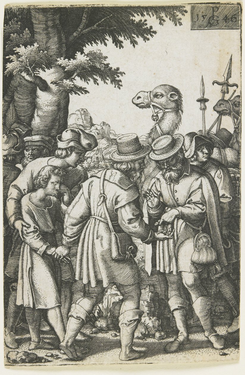 José vendido a los ismaelitas, 1546 de Georg Pencz