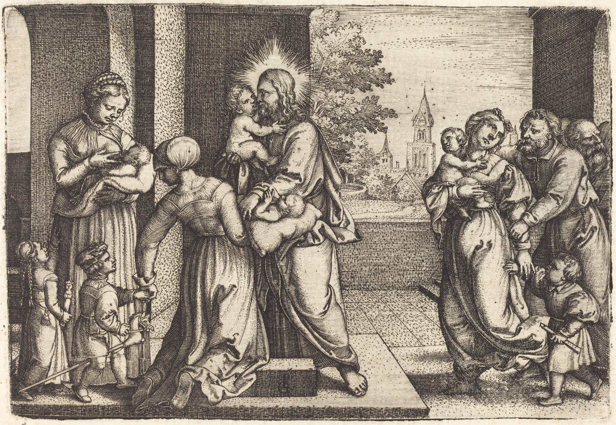 Cristo rodeado de niños de Georg Pencz