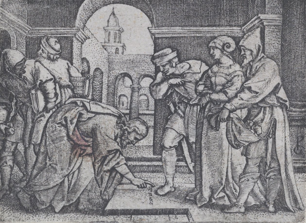 Cristo y la mujer adúltera de Georg Pencz