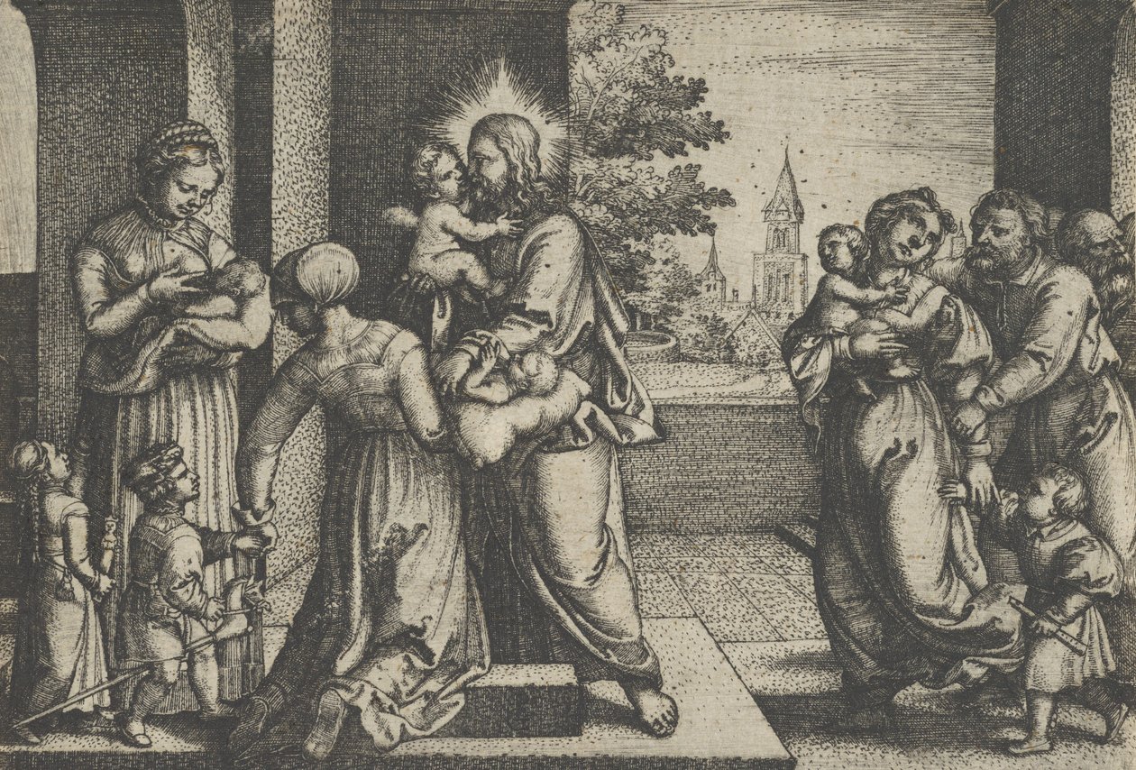 Cristo y los niños de Georg Pencz