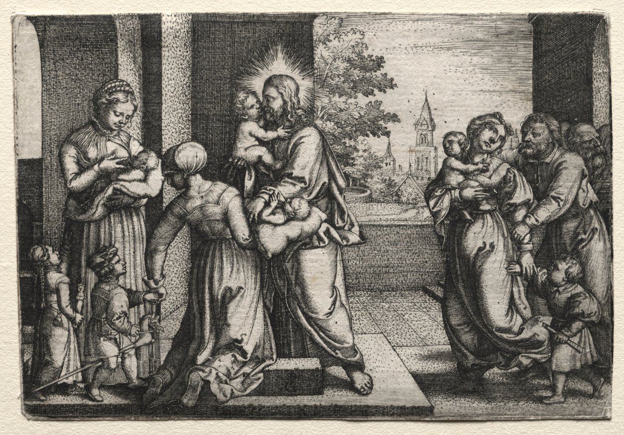 Cristo con los niños de Georg Pencz