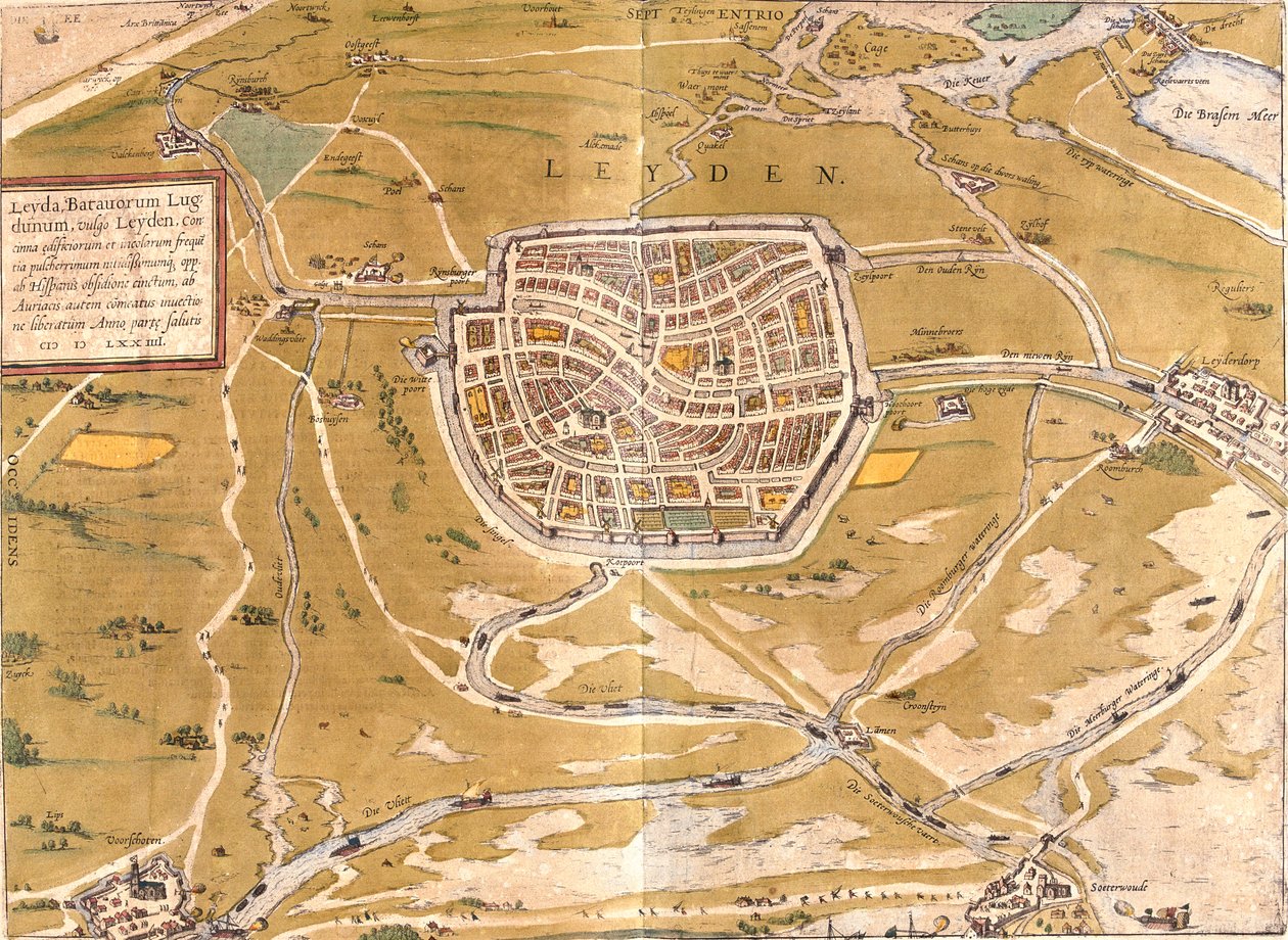 Leyden, Holanda de Georg and Hogenberg Franz (1535 90) Braun