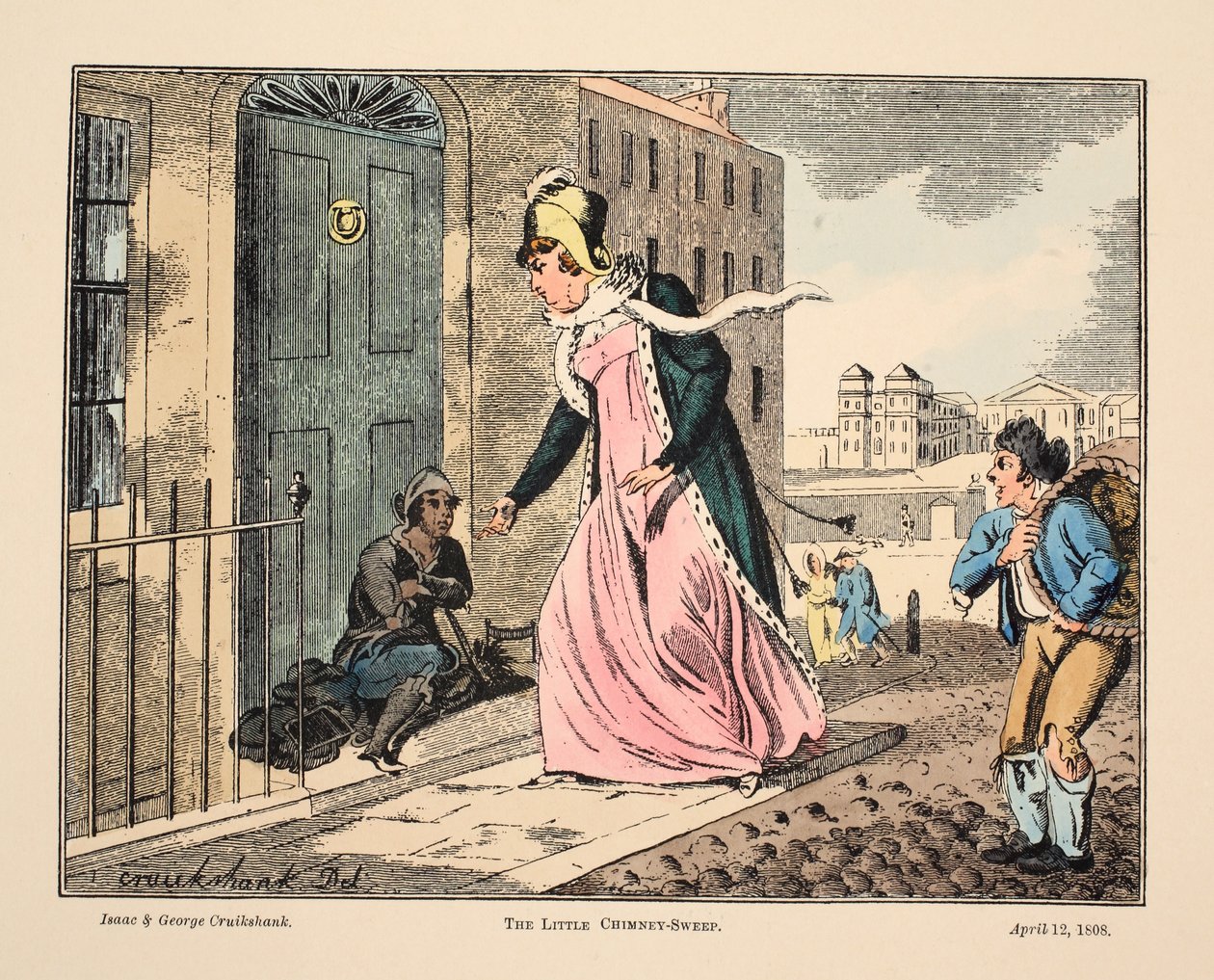 El pequeño deshollinador, pub. 1808 de Isaac, Robert and George Cruikshank