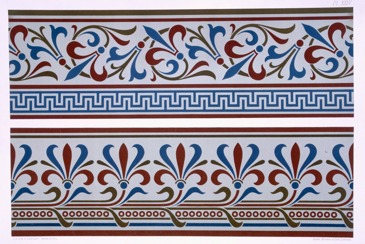 Ornamento Neo-Grec: Diseños de borde y zócalo, lámina XXIV de 