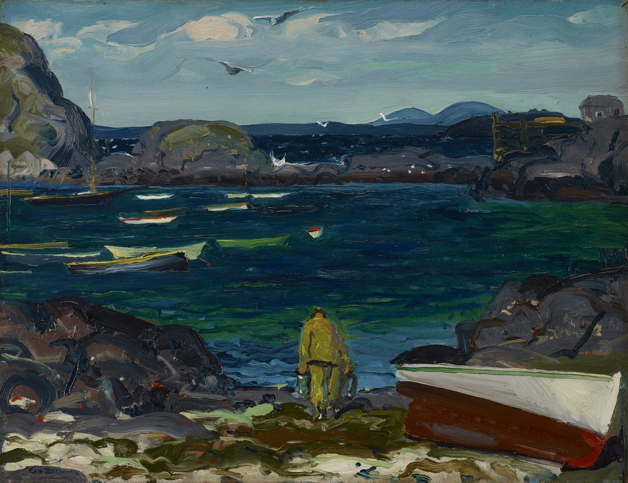 El puerto, costa de Monhegan, Maine de George Wesley Bellows