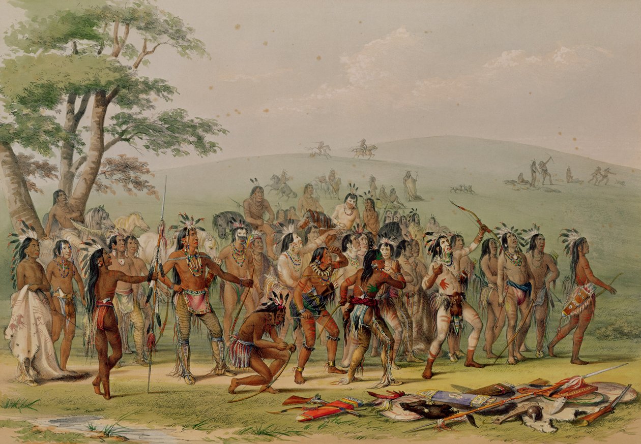 Concurso de tiro con arco Mandan, c.1832 de George Catlin