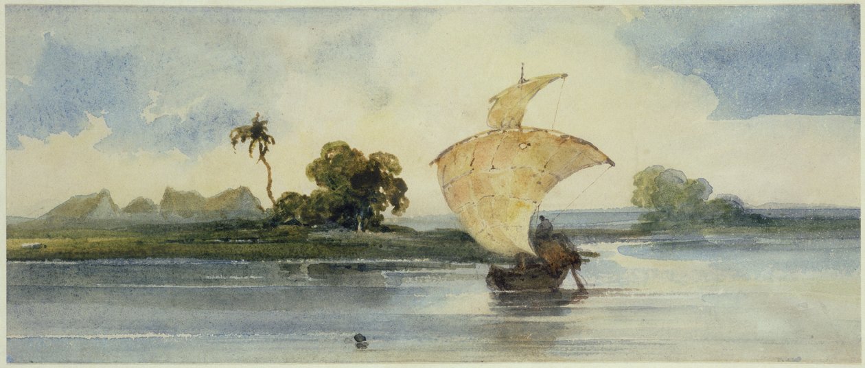 Una Embarcación en un Río Indio de George Chinnery