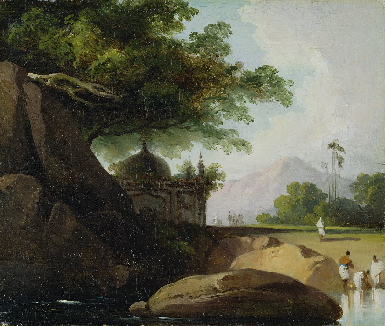 Paisaje indio con templo, c.1815 de George Chinnery