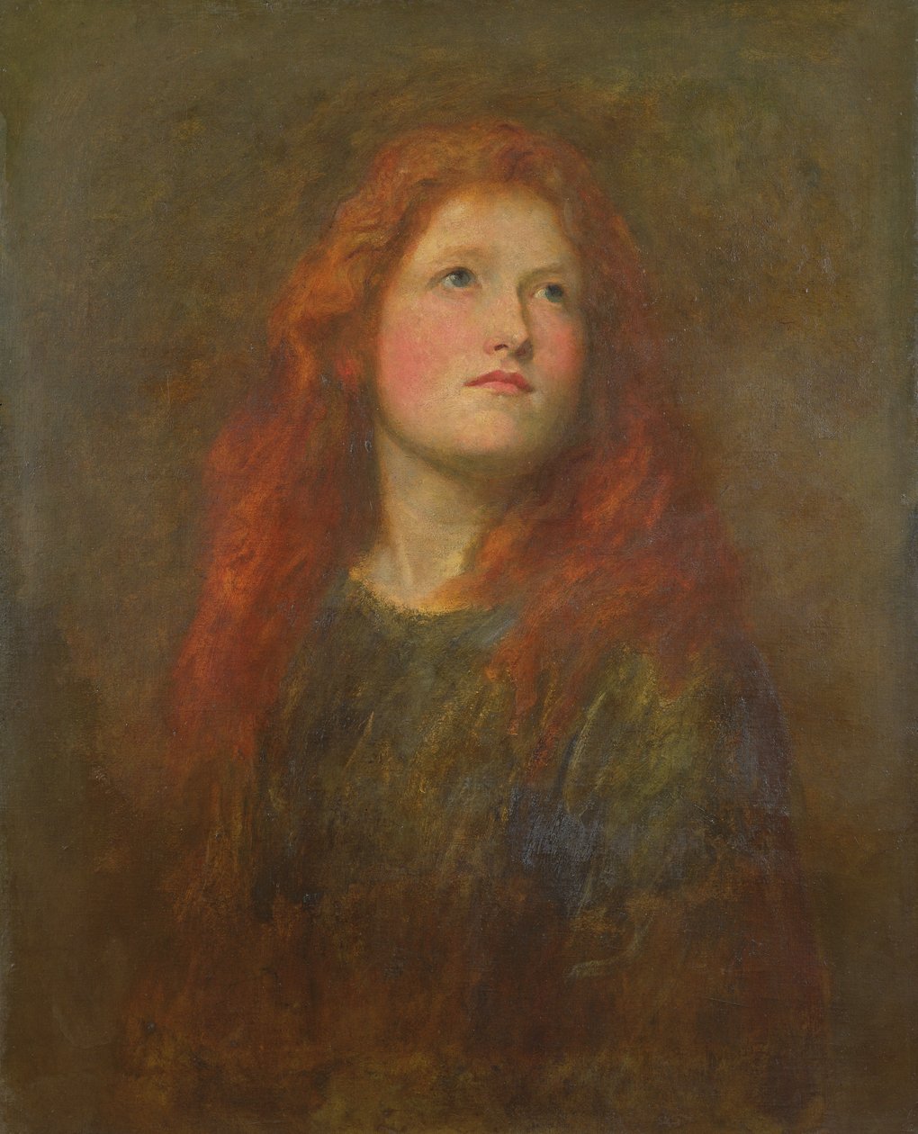 Estudio de retrato de una niña con cabello rojo, c.1885 de George Frederick Watts