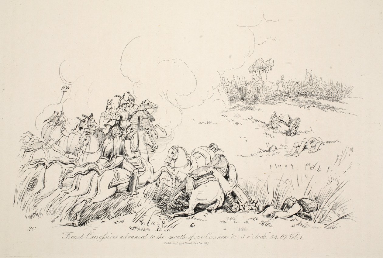 Carfusianos franceses avanzando hacia la boca de nuestro cañón, pub. J. Booth, 1816 de George Jones
