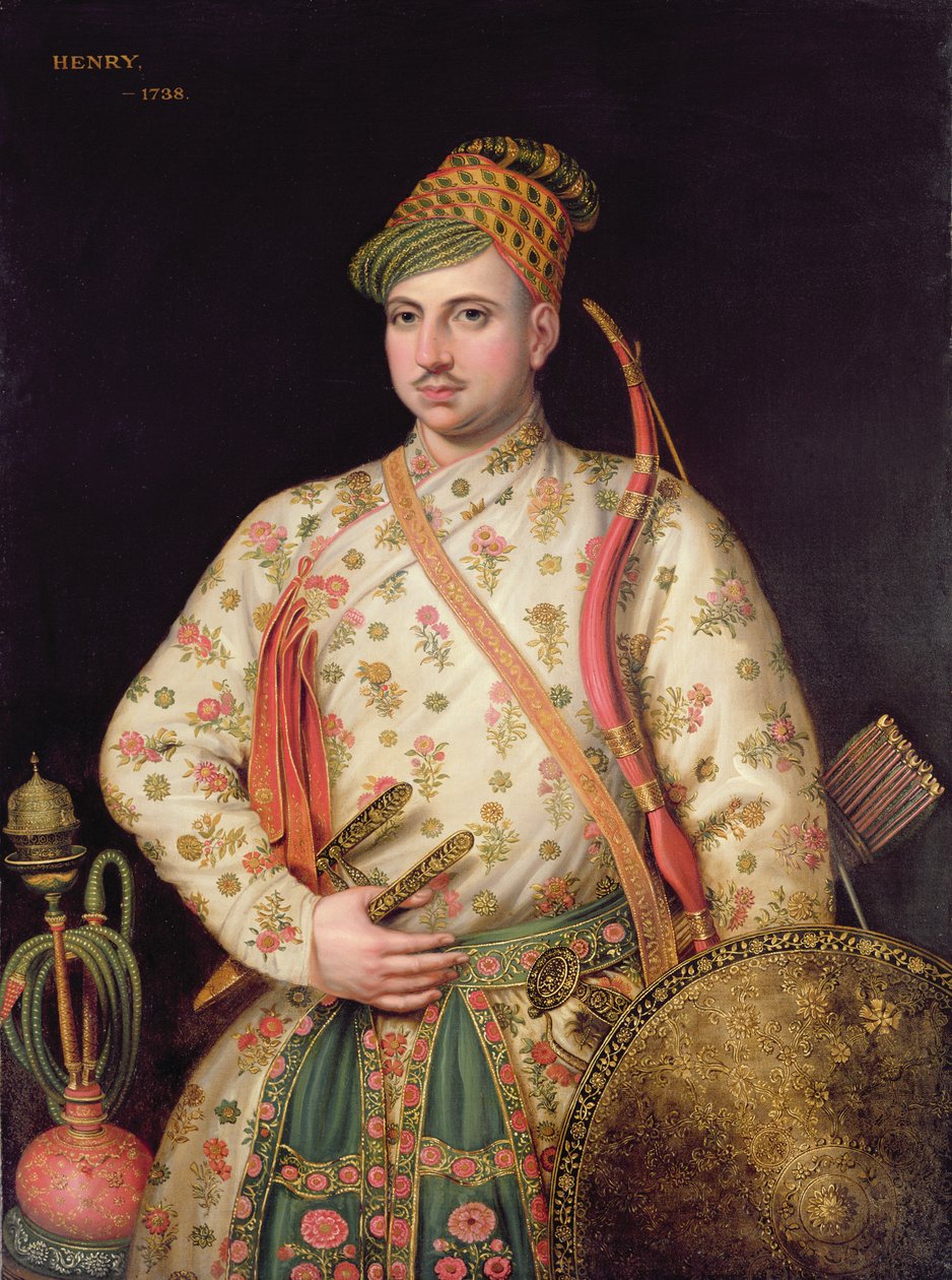 Retrato de un caballero con traje real mogol, 1738 de George Knapton