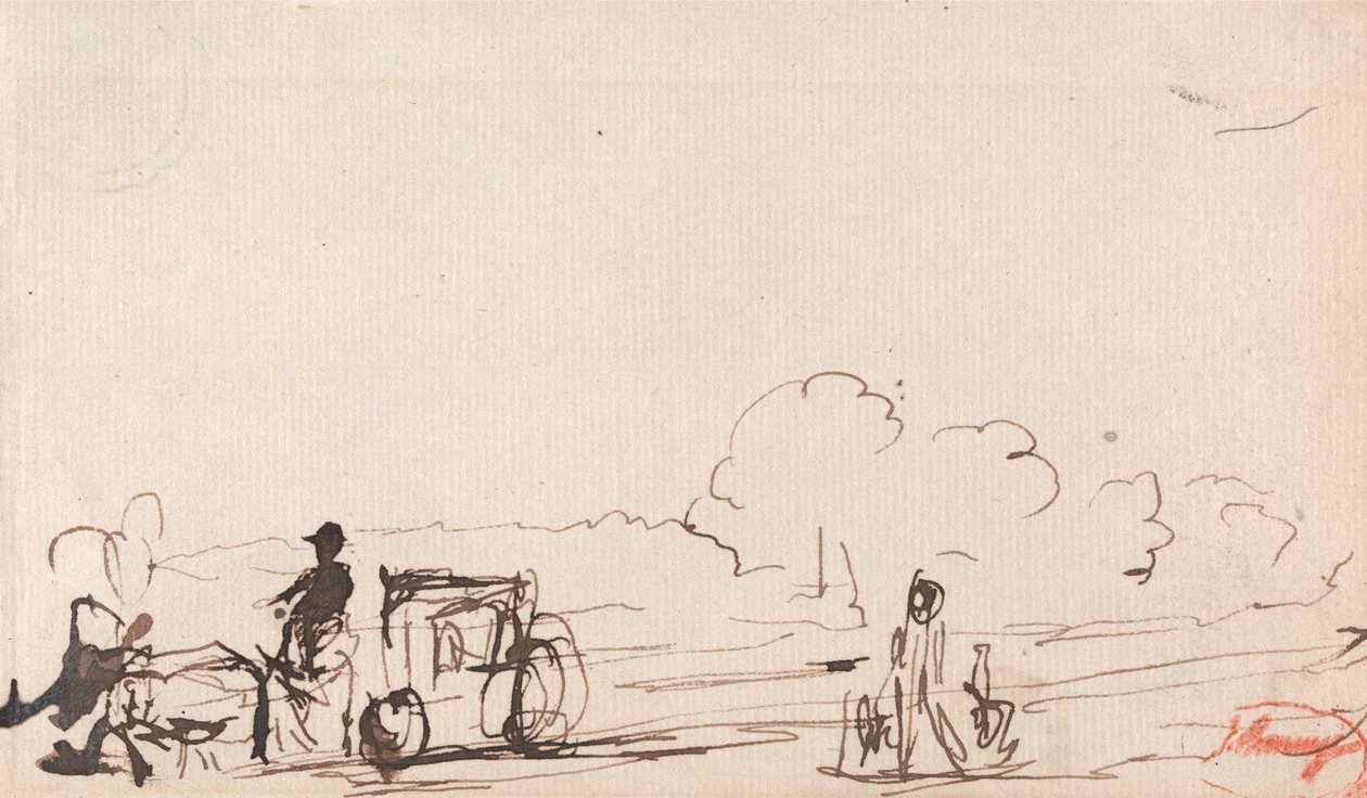 Carruaje en camino rural de George Romney