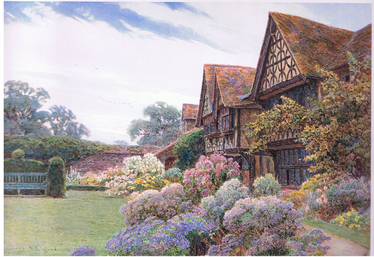 El patio, Great Tangley Manor, Surrey, de Los Jardines de Inglaterra: En los condados del sur y oeste publicado por The Studio, 1907 de George Samuel Elgood