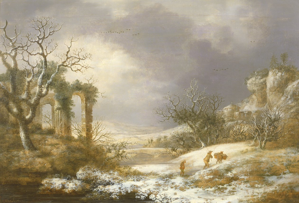 Paisaje de invierno, c.1750-60 de George Smith
