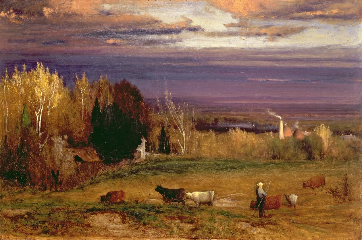 Luz del sol después de la tormenta o atardecer de George Inness