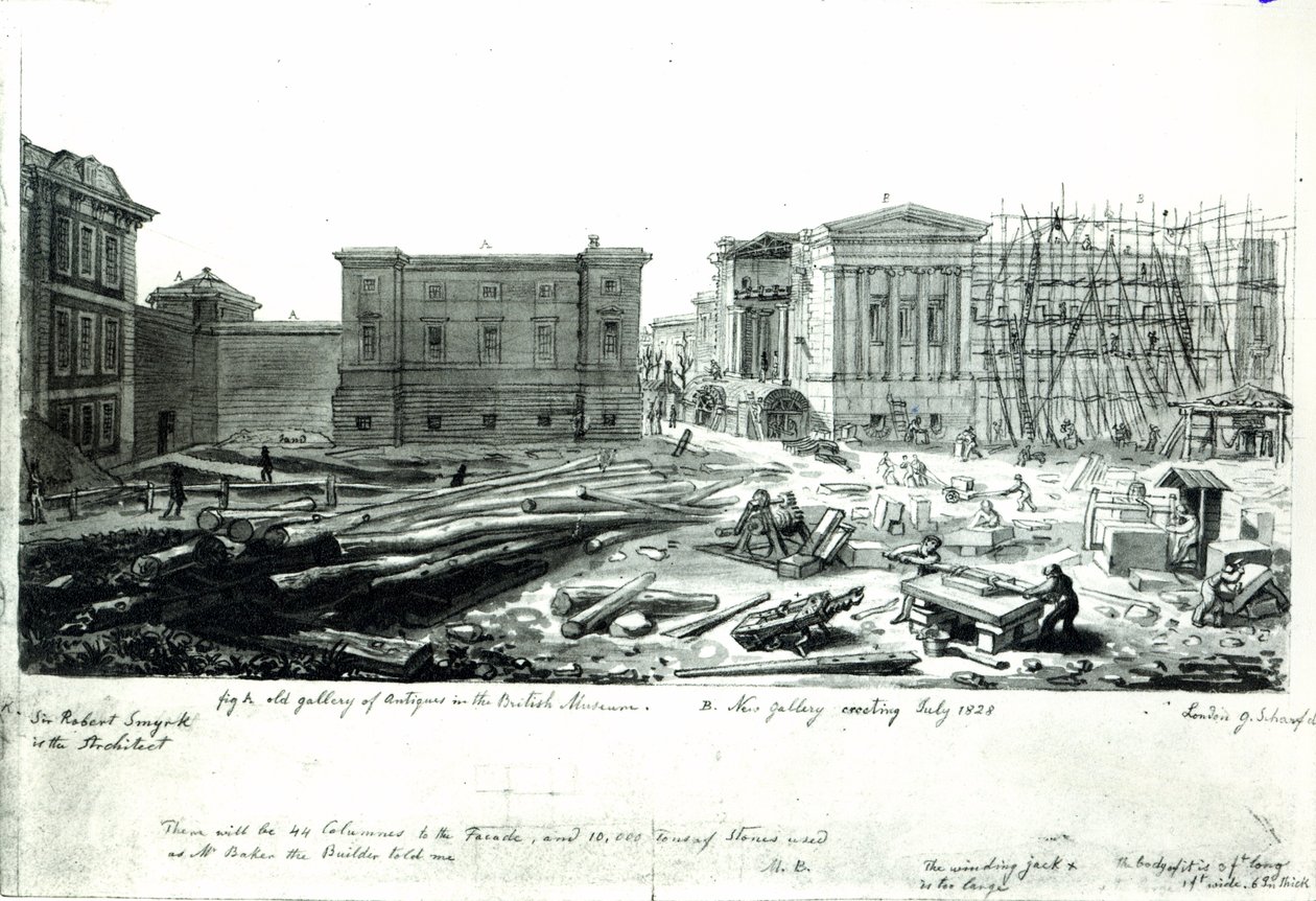 Construcción de la Nueva Galería del Museo Británico de George Snr Scharf