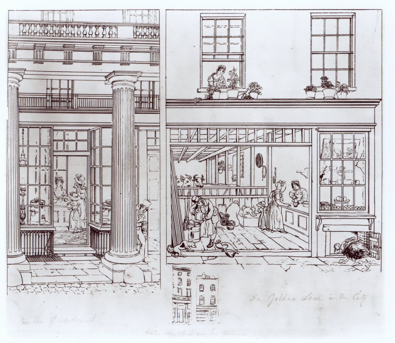 El Cuadrante, Regent Street y Golden Lane, Londres, c.1829 de George Snr Scharf