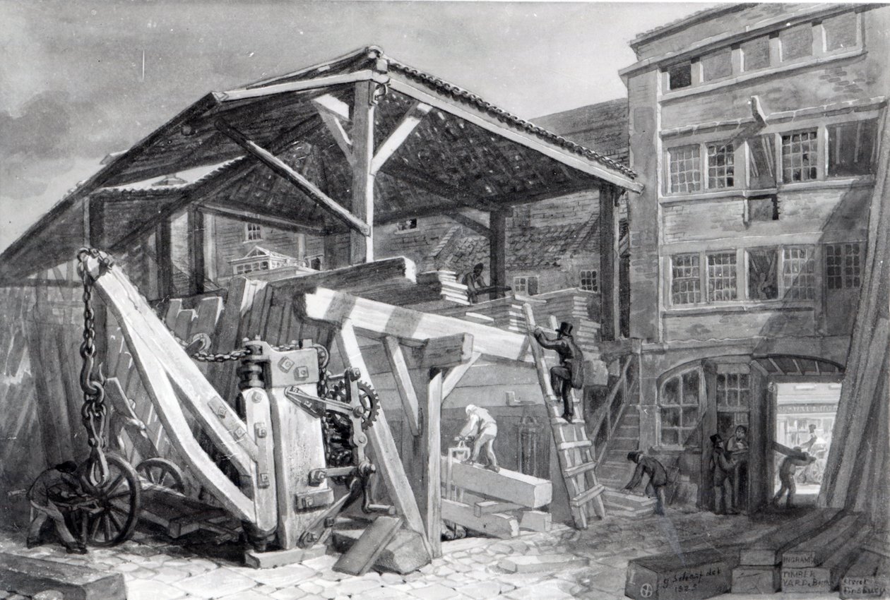 Aserradero, Finsbury, 1825 de George Snr Scharf