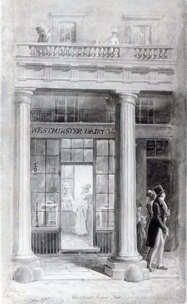 Diario de Westminster, El Cuadrante, Regent Street, Londres 1825 de George Snr Scharf