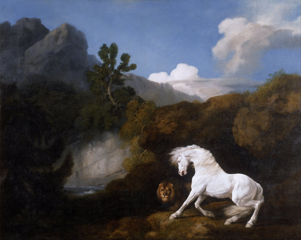 Caballo asustado por un león de George Stubbs
