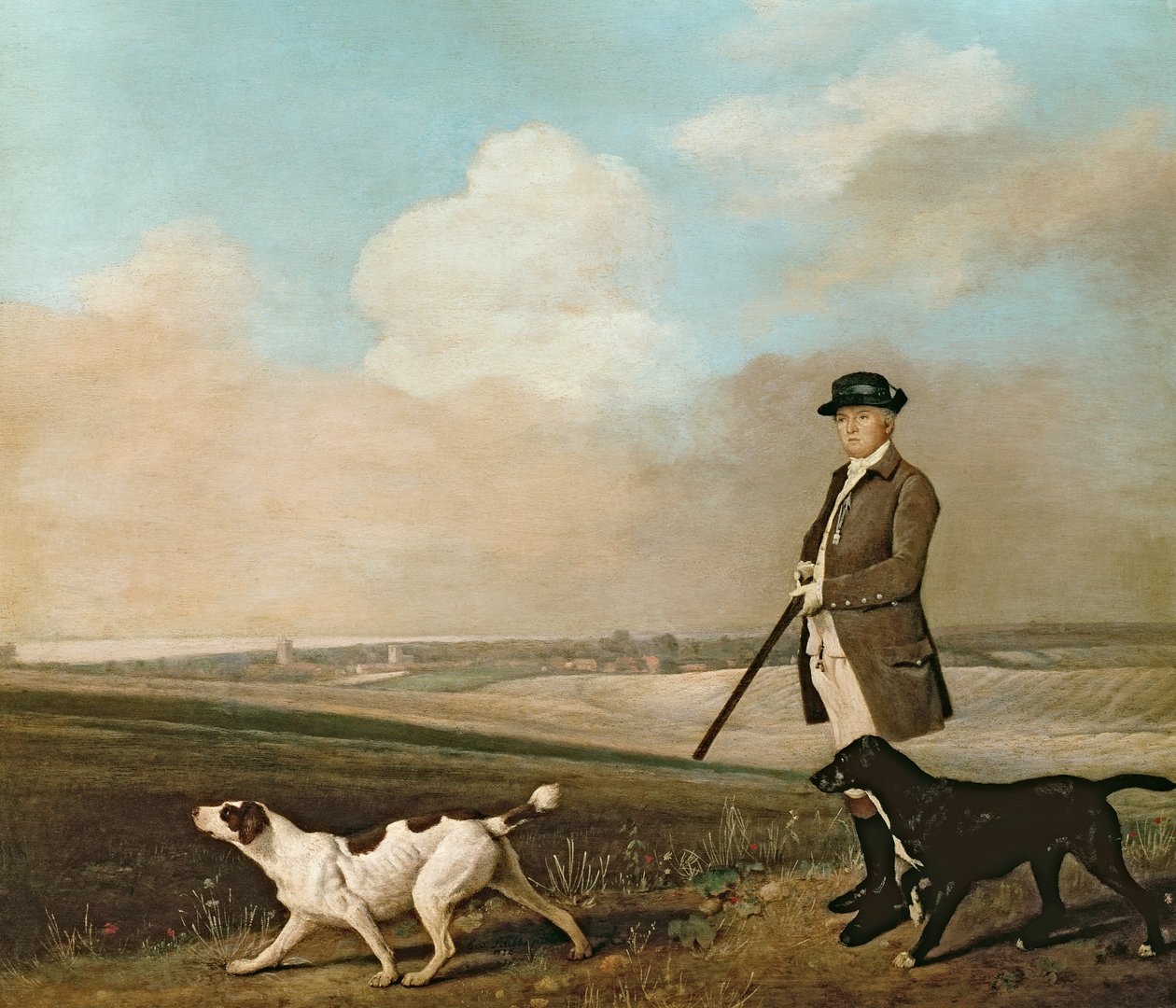 Sir John Nelthorpe, 6º Baronet cazando con sus perros en Barton Field, Lincolnshire, 1776 de George Stubbs