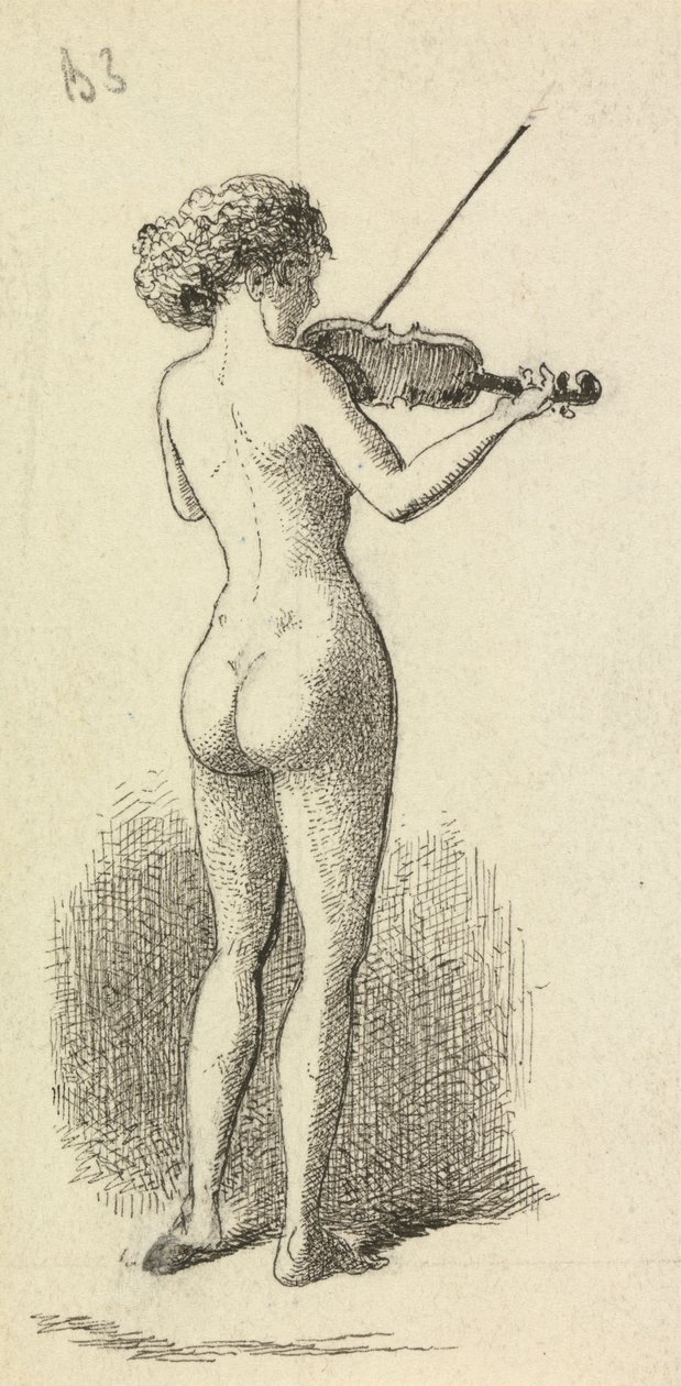 Mujer desnuda tocando el violín de George Augustus Sala