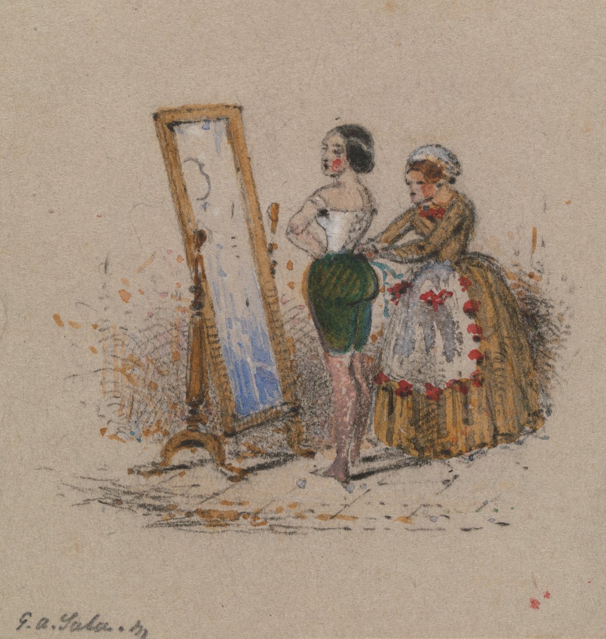Mujer vistiéndose, con criada de George Augustus Sala
