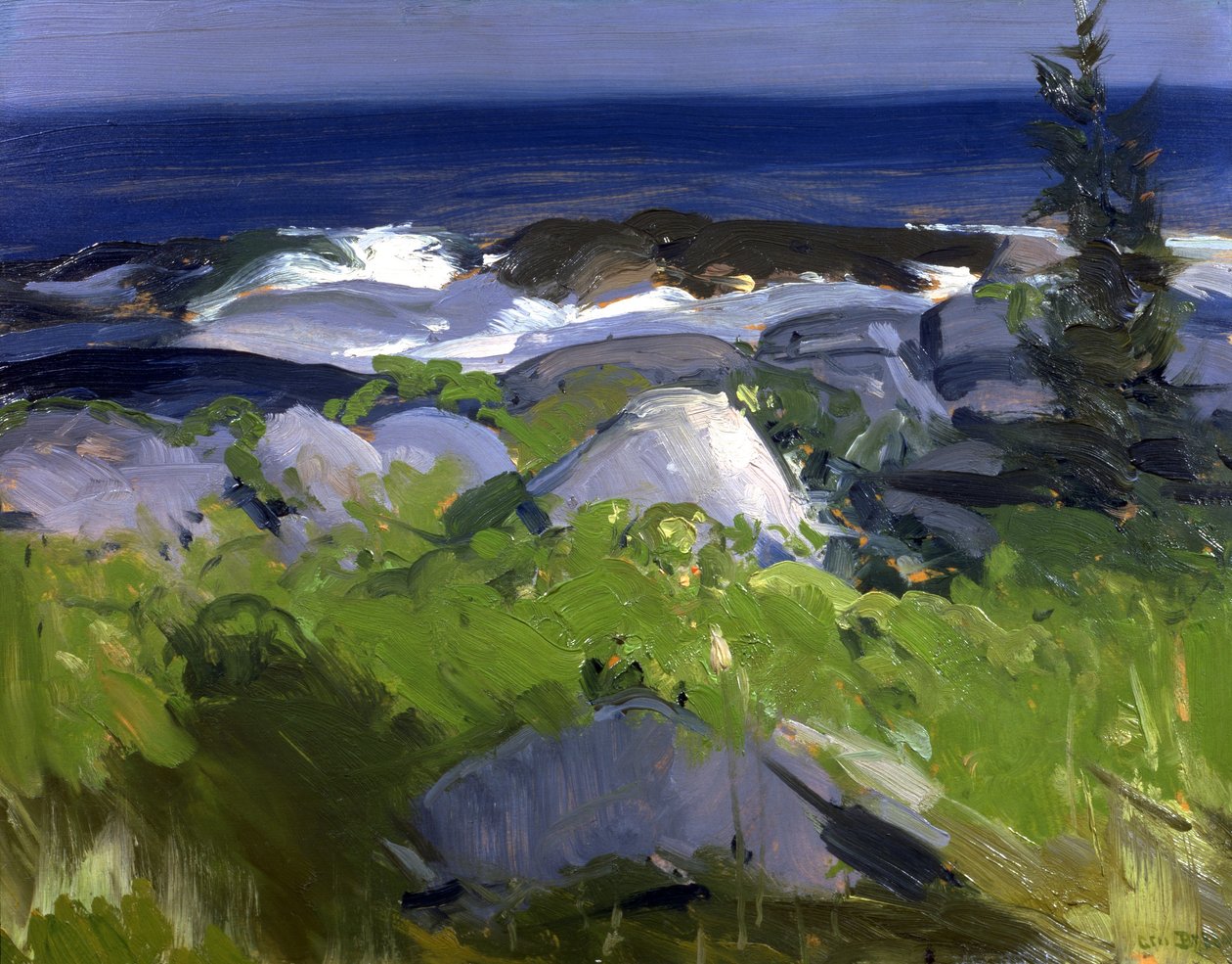 Orilla cubierta de enredaderas--Isla Monhegan de George Bellows