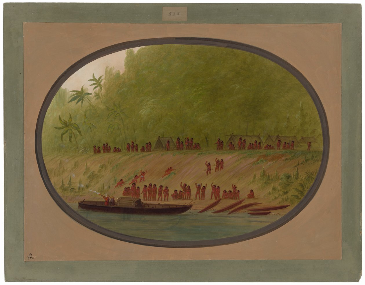 Un pequeño pueblo Orejona de George Catlin