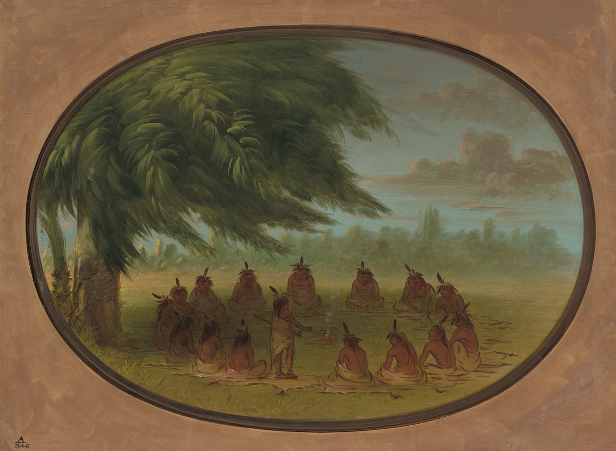 Un consejo indio - Sioux de George Catlin