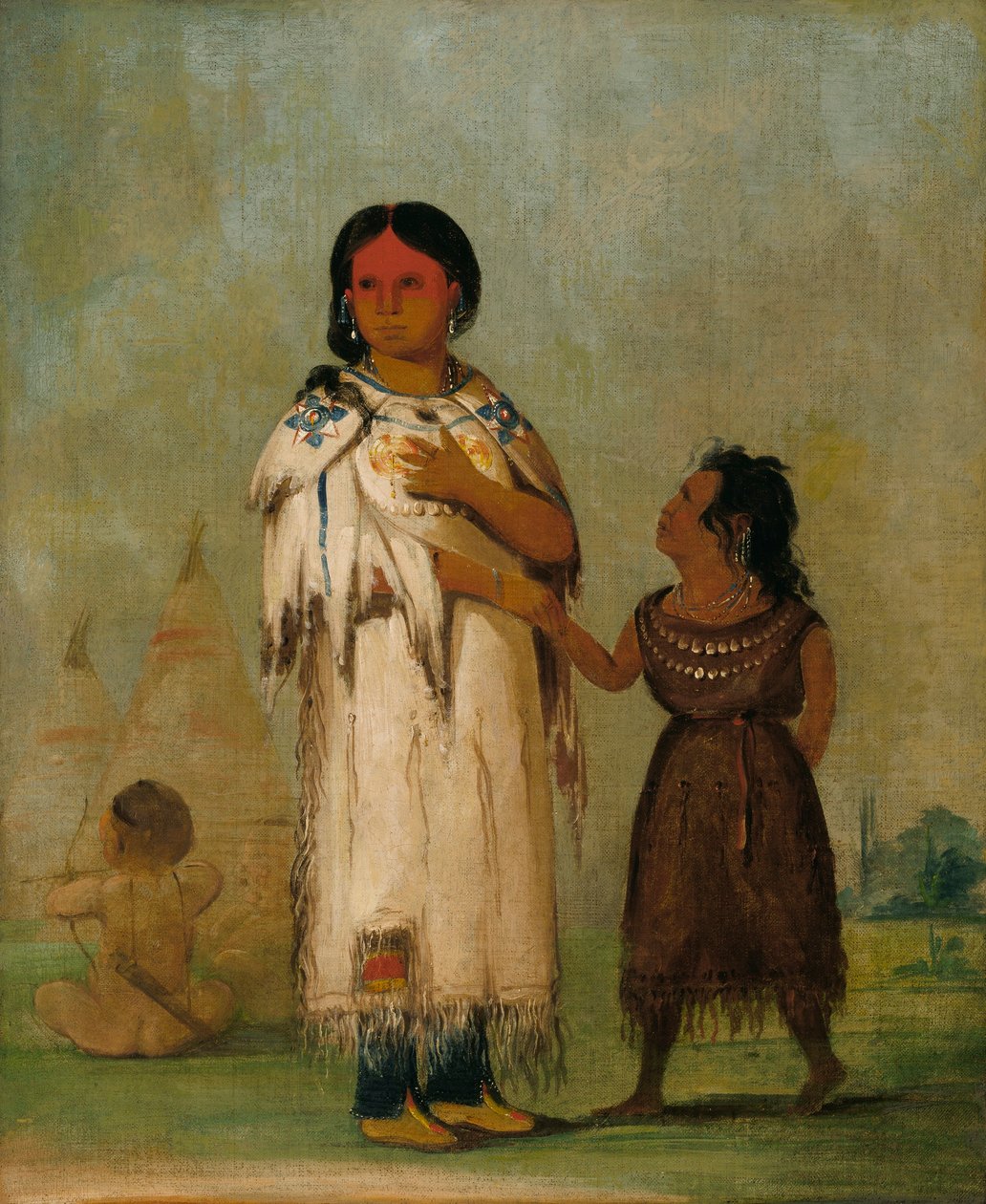 Mujer y niño assiniboin de George Catlin