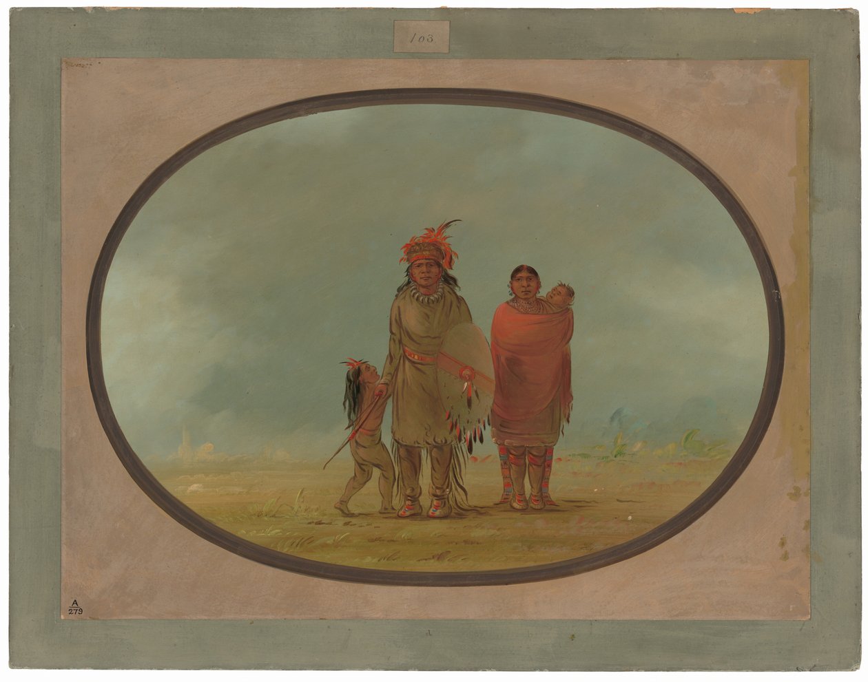 Jefe Cobre, su esposa y sus hijos de George Catlin