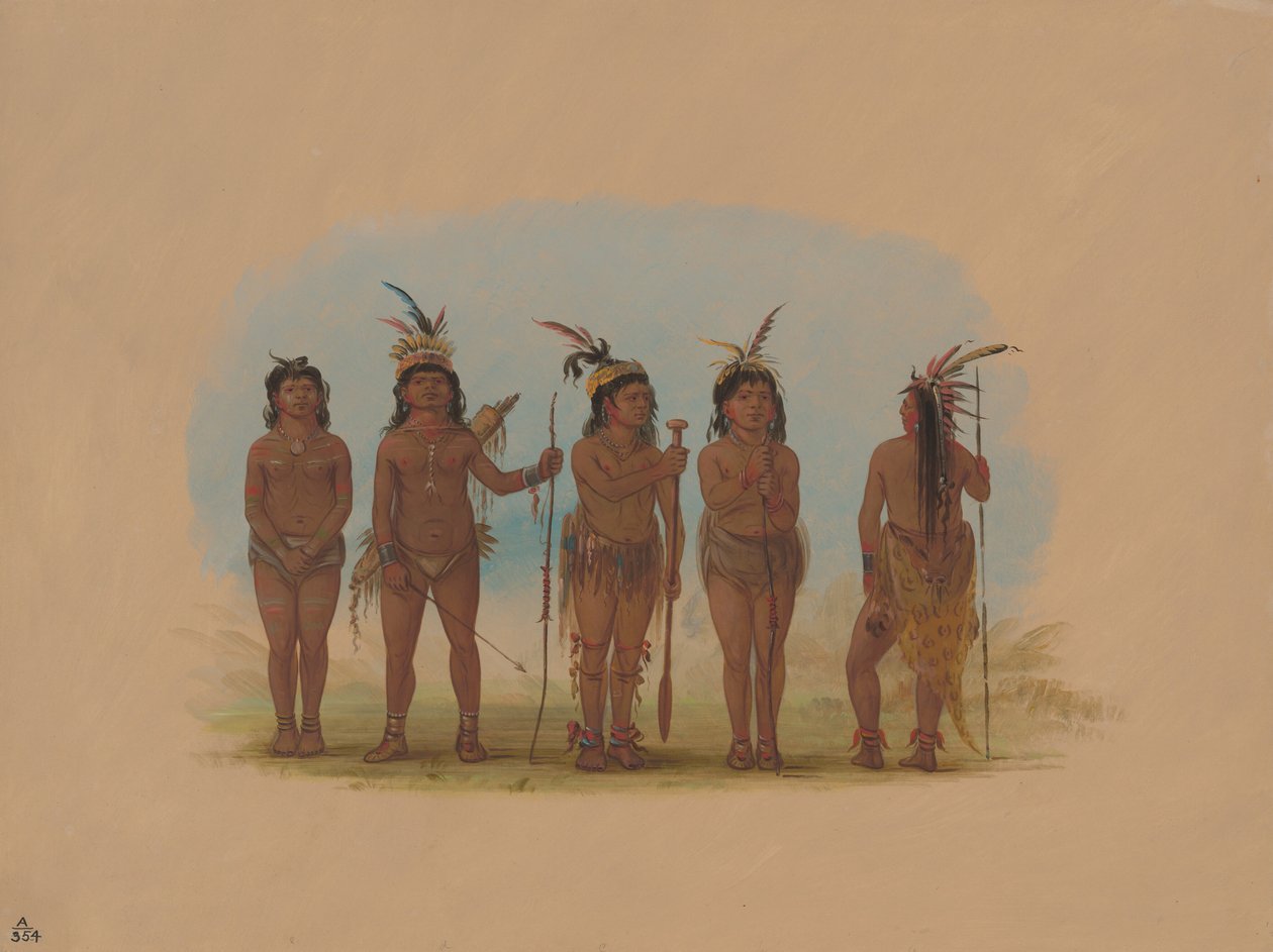 Cinco indios caribes, 1854-1869 de George Catlin