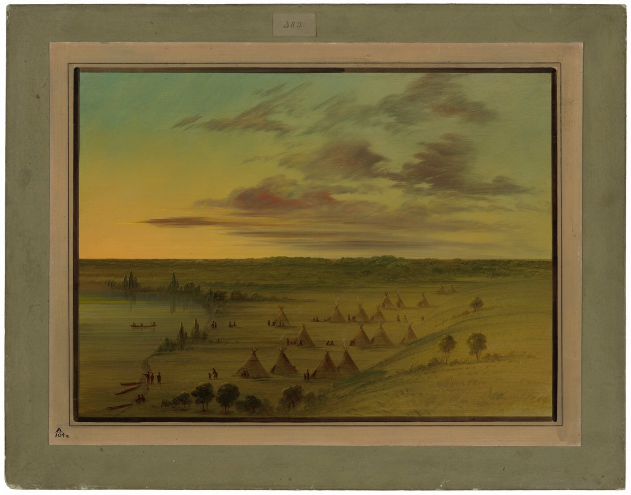 Aldea Sioux - Lago del Cisne de George Catlin
